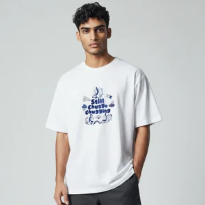 Still Chugga Chugging Tee Retro Cartoon Train Graphic Shirt for Locomotive Fans available at our Los Angeles warehouse