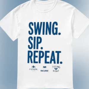 Swing Sip Repeat Tee Funny Golfer Shirt for Golf Simulator 19th Hole and Drinking Humor