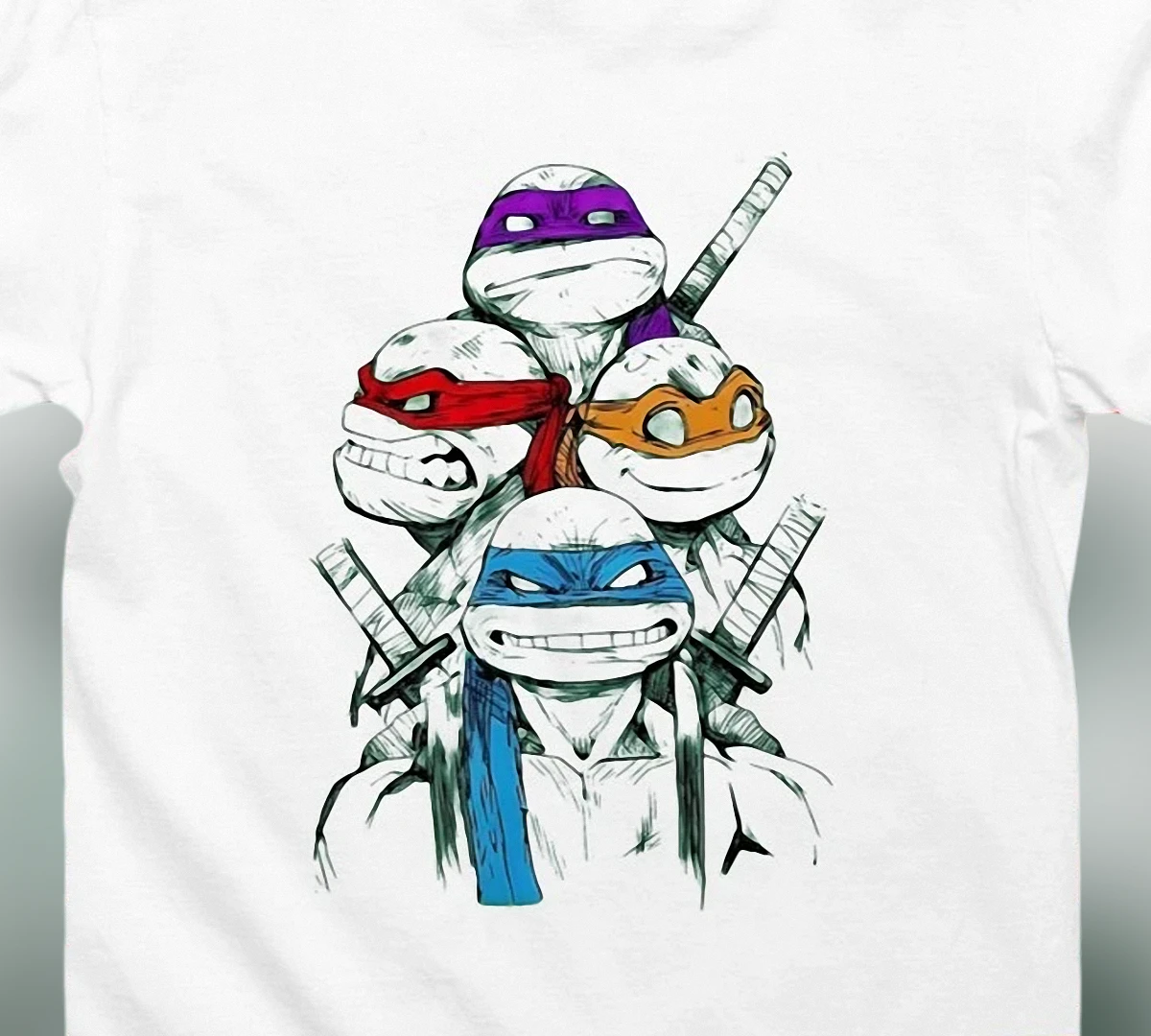 Teenage Mutant Ninja Turtles Tee Retro TMNT Sketch Graphic T-Shirt Gift