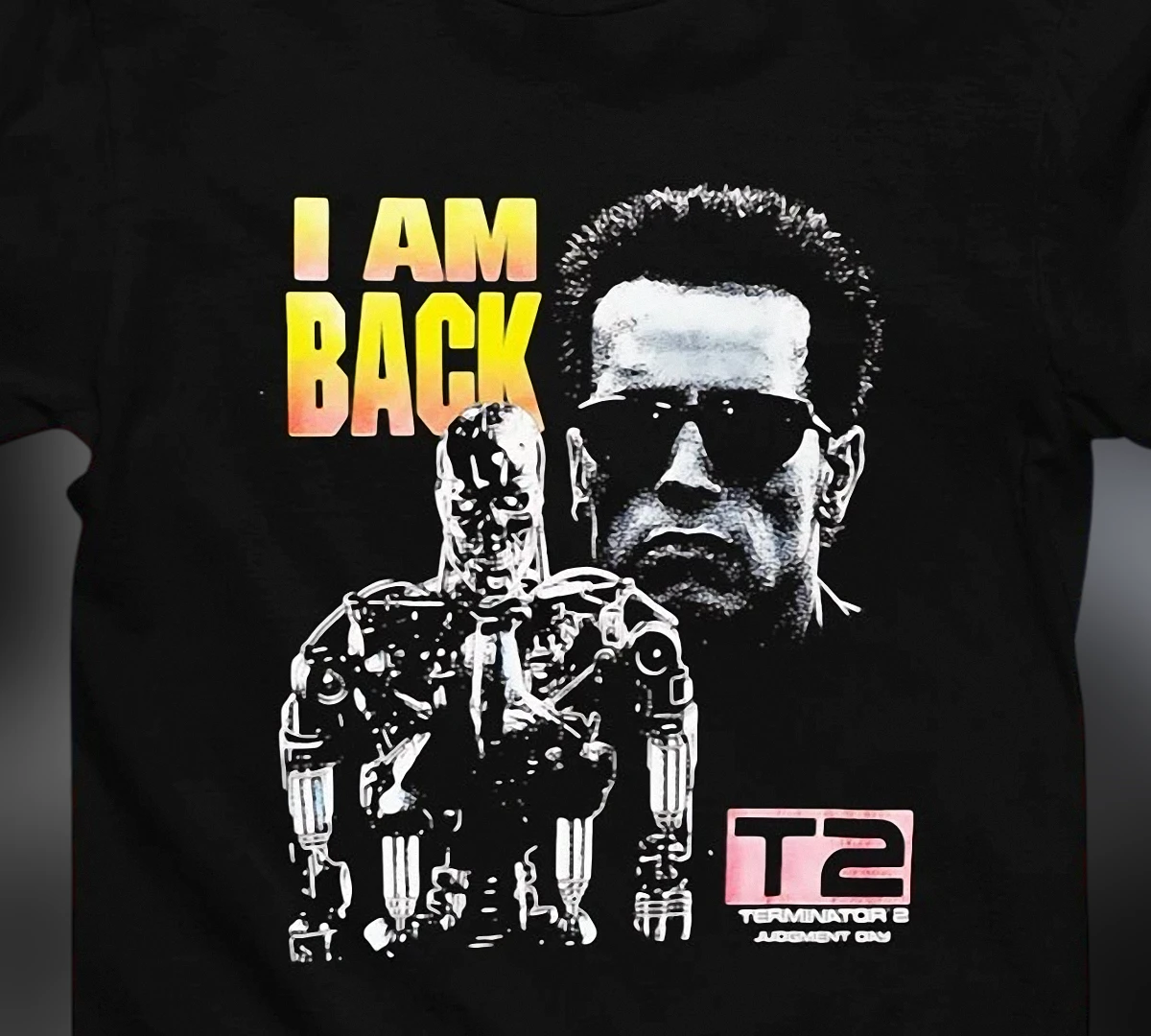 Terminator 2 Judgment Day I Am Back Tee, Arnold Schwarzenegger T-800 Retro 90s Sci-Fi Action Movie Graphic Shirt