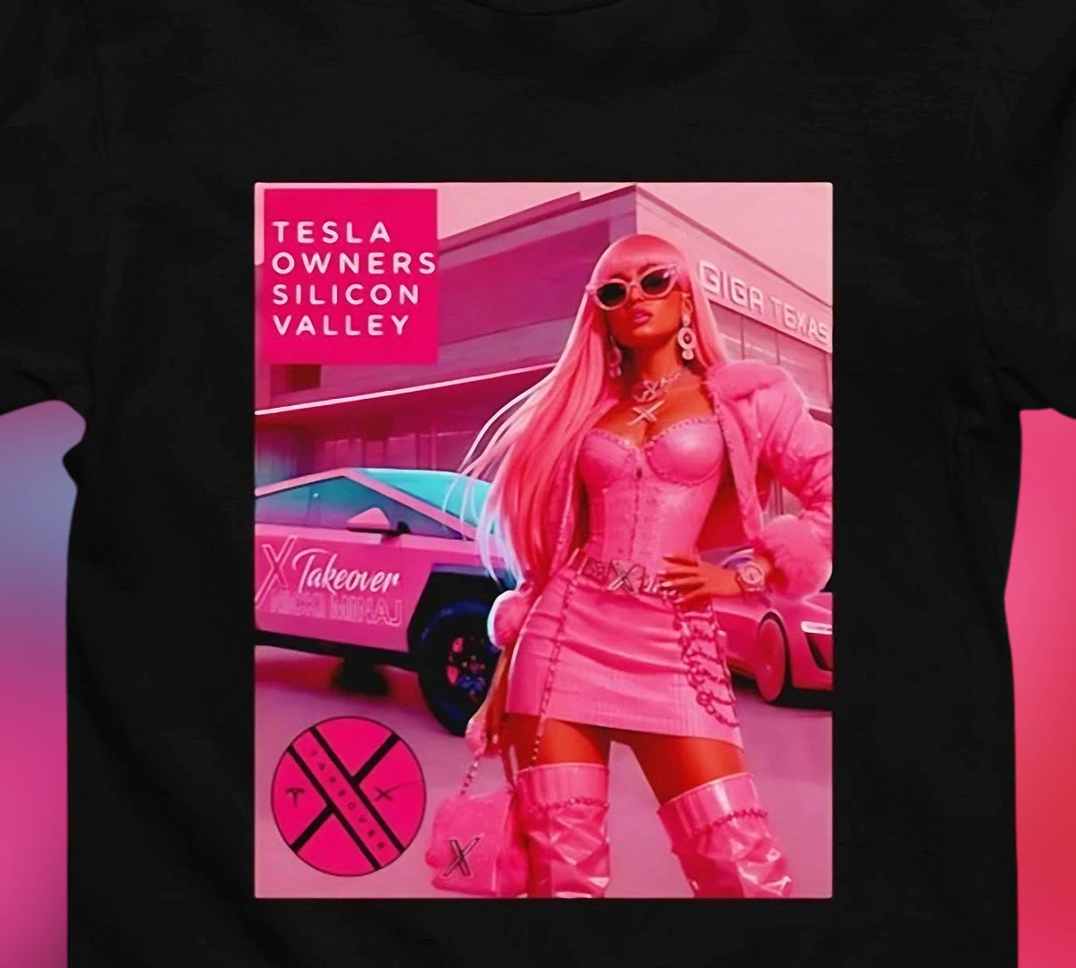 Tesla Owners Silicon Valley Giga Texas X Takeover Tee, Nicki Minaj Pink Cybertruck Graphic Shirt for Fans