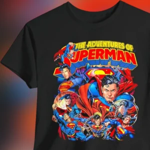 The Adventures of Superman Vintage Comic Tee, Retro Superhero Graphic Shirt Gift for Fans