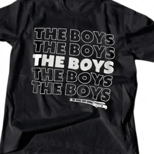 The Boys Repeat Slogan Graphic Tee, Retro School Bus Black Cotton T-Shirt, Unisex Casual Streetwear Merch Gift