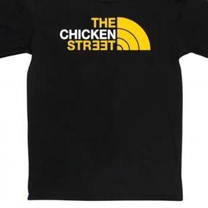 The Chicken Street Tee Funny Parody Streetwear Graphic T-Shirt available at our Los Angeles warehouse