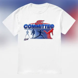 The Committee Baseball Pitcher Tee, Retro Bullpen Pitching Motion Graphic Shirt for Sports Fans available at our Los Angeles warehouse