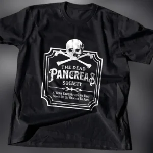 The Dead Pancreas Society Tee Funny Type 1 Diabetes Awareness Skull Graphic T-Shirt Gift available at our Los Angeles warehouse