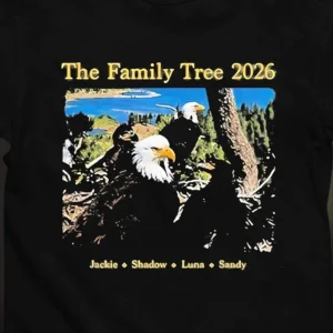 The Family Tree Bald Eagle Personalized Name Tee, Custom Eagle Nest Family Portrait Shirt for Bird Lovers