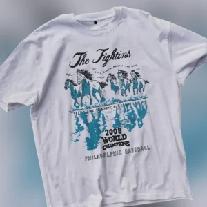 The Fightins 2008 World Champions Tee Philadelphia Baseball Retro Graphic Shirt available at our Los Angeles warehouse