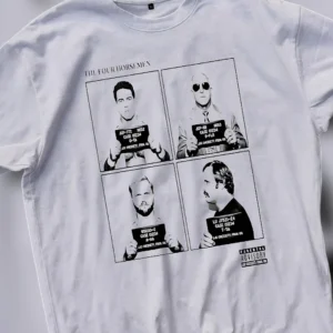 The Four Horsemen Mugshot Vintage Graphic Tee, Ric Flair NWA Wrestling Rap Style T-Shirt for Men and Women