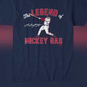 The Legend of Mickey Gas Tee, Vintage Baseball Player Graphic T-Shirt Gift for Sports Fans available at our Los Angeles warehouse