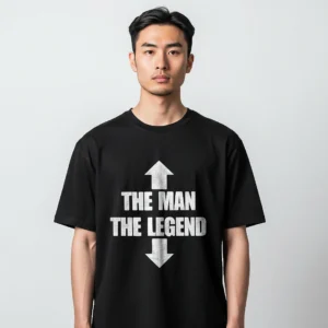 The Man The Legend Tee Distressed Arrow Slogan Graphic Shirt Gift for Dad available at our Los Angeles warehouse