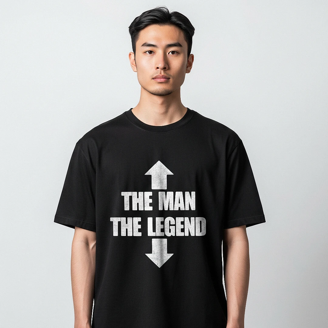 The Man The Legend Tee Distressed Arrow Slogan Graphic Shirt Gift for Dad available at our Los Angeles warehouse