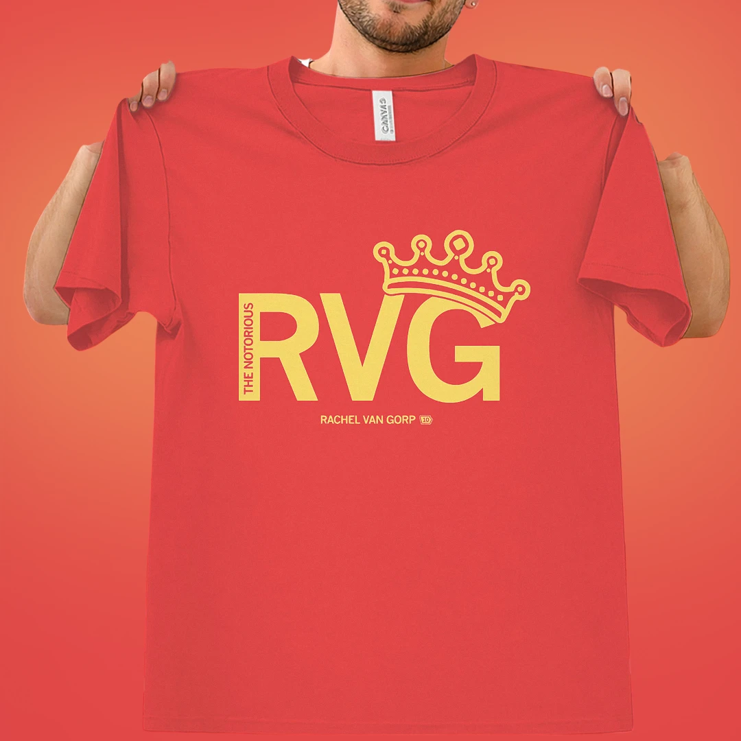 The Notorious RVG Tee Shirt, Rachel Van Gorp Crown Graphic A — Los Angeles The Notorious RVG Tee Shirt, Rachel Van Gorp Crown Graphic Apparel available at our Los Angeles warehouse