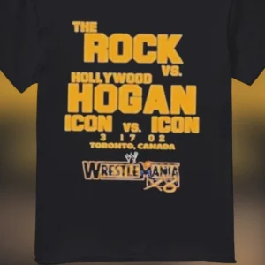 The Rock vs Hollywood Hogan Icon vs Icon WrestleMania X8 Tee, Retro 2002 Wrestling Event Graphic Shirt