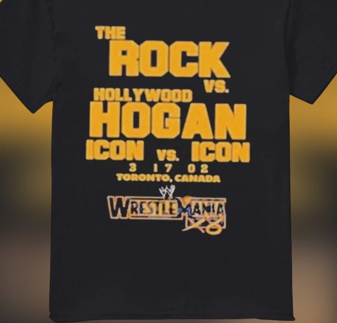 The Rock vs Hollywood Hogan Icon vs Icon WrestleMania X8 Tee, Retro 2002 Wrestling Event Graphic Shirt