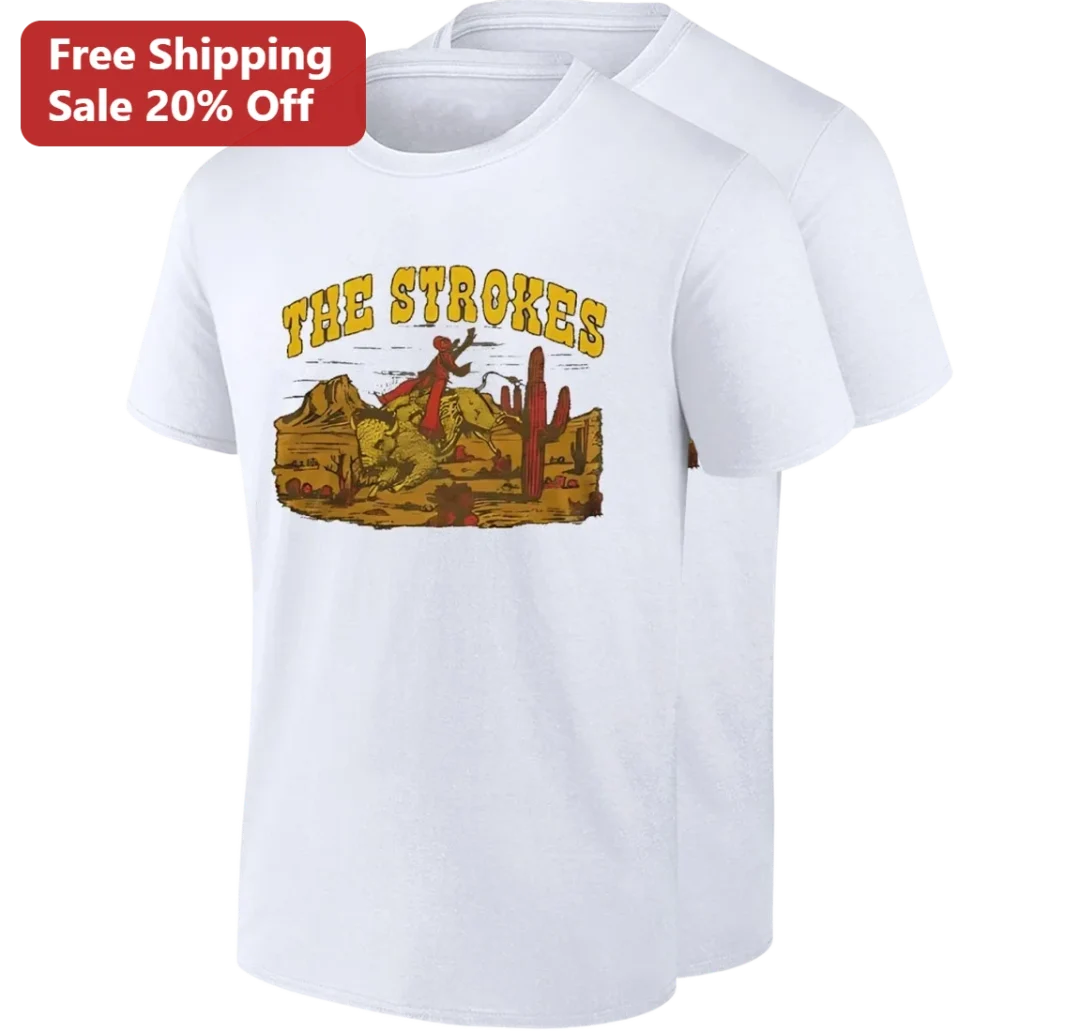 The Strokes Tee Vintage Western Buffalo Rider Indie Rock Band Shirt Gift for Music Fans available at our Los Angeles warehouse
