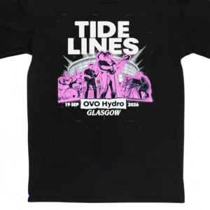 Tide Lines OVO Hydro Glasgow 2026 Concert Tee, Scottish Folk Rock Band Live Show Graphic Tour Shirt available at our Los Angeles warehouse