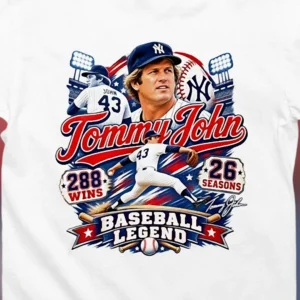 Tommy John Baseball Legend Wins Tee, Vintage MLB Pitcher 26 Seasons Retro Graphic Shirt Gift for Fans