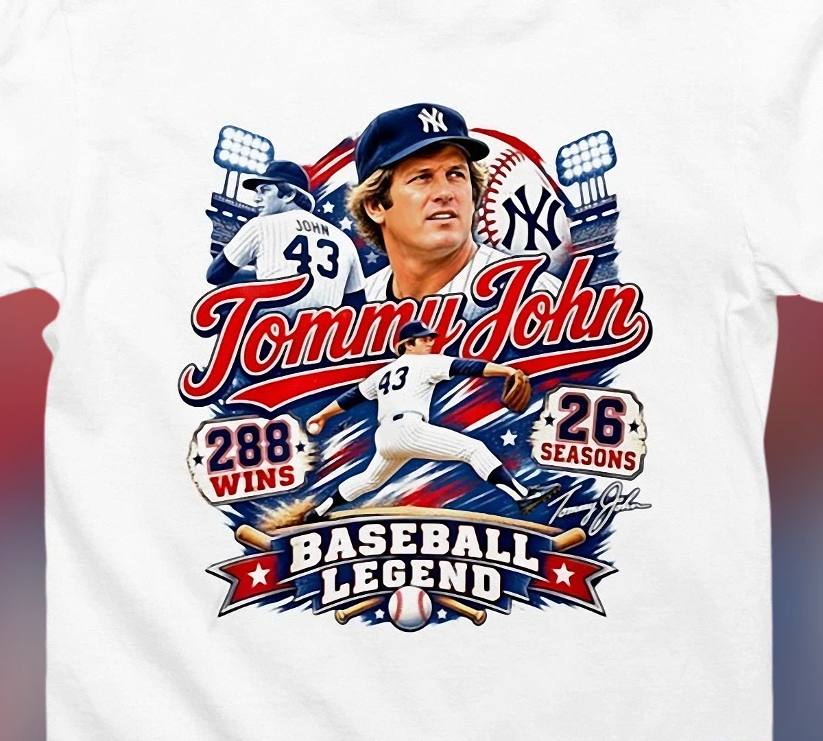 Tommy John Baseball Legend Wins Tee, Vintage MLB Pitcher 26 Seasons Retro Graphic Shirt Gift for Fans