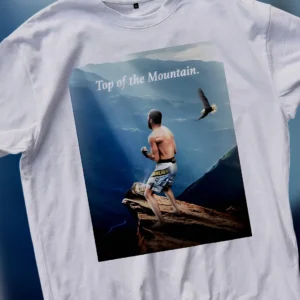 Top of the Mountain Khamzat Chimaev Graphic Tee, MMA Fighter Motivational Tribute T-Shirt for UFC Fans