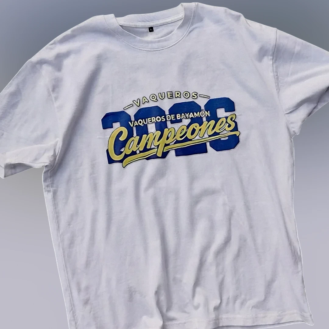 Vaqueros De Bayamón Campeones 2026 Tee, Puerto Rico Basketba — Los Angeles Vaqueros De Bayamón Campeones 2026 Tee, Puerto Rico Basketball Championship Graphic T-Shirt available at our Los Angeles warehouse