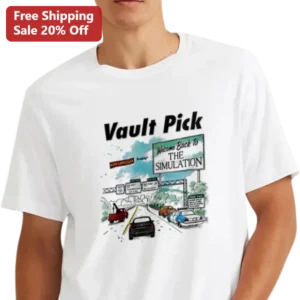 Vault Pick Welcome Back to the Simulation Graphic Tee, Funny Gaming Gift for Sci-Fi Fans available at our Los Angeles warehouse