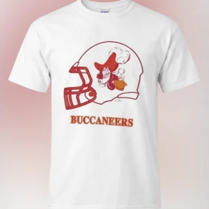Vintage Buccaneers Helmet Captain Hook Graphic Tee Retro Football Fan Shirt available at our Los Angeles warehouse