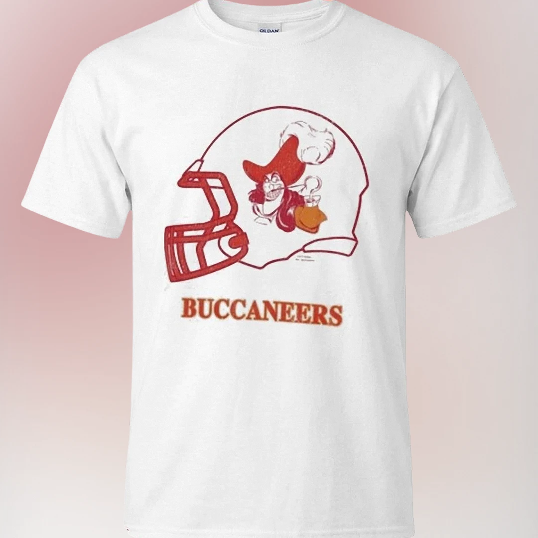 Vintage Buccaneers Helmet Captain Hook Graphic Tee Retro Football Fan Shirt available at our Los Angeles warehouse