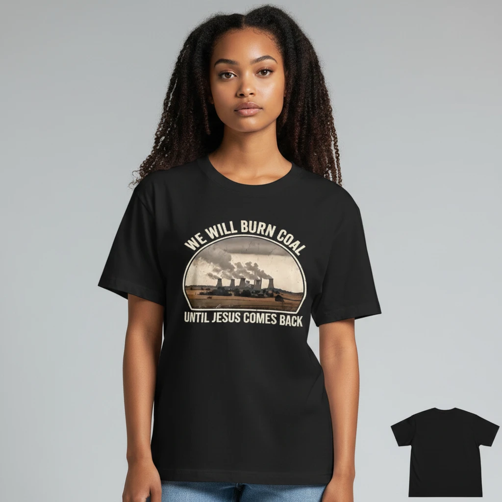 We Will Burn Coal Until Jesus Comes Back Tee Vintage Faith Graphic T-Shirt available at our Los Angeles warehouse