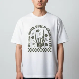 Weird Moms Build Character Tee Skeleton Hand Graphic Shirt Funny Mom Gift available at our Los Angeles warehouse