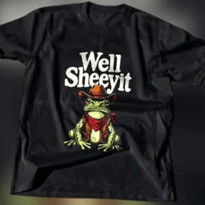 Well Sheeyit Tee Funny Cowboy Frog Graphic T-Shirt for Men and Women available at our Los Angeles warehouse