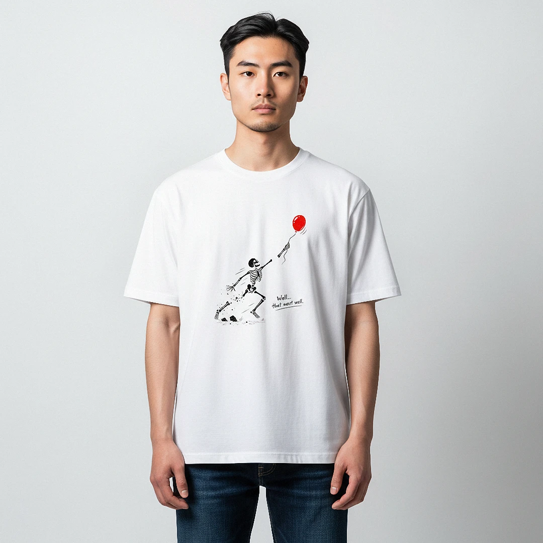 Well That Went Well Skeleton Tee Funny Dark Humor Graphic T-Shirt available at our Los Angeles warehouse