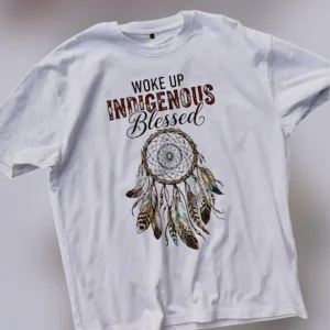 Woke Up Indigenous Blessed Dreamcatcher Graphic Tee, Native American Pride Shirt available at our Los Angeles warehouse