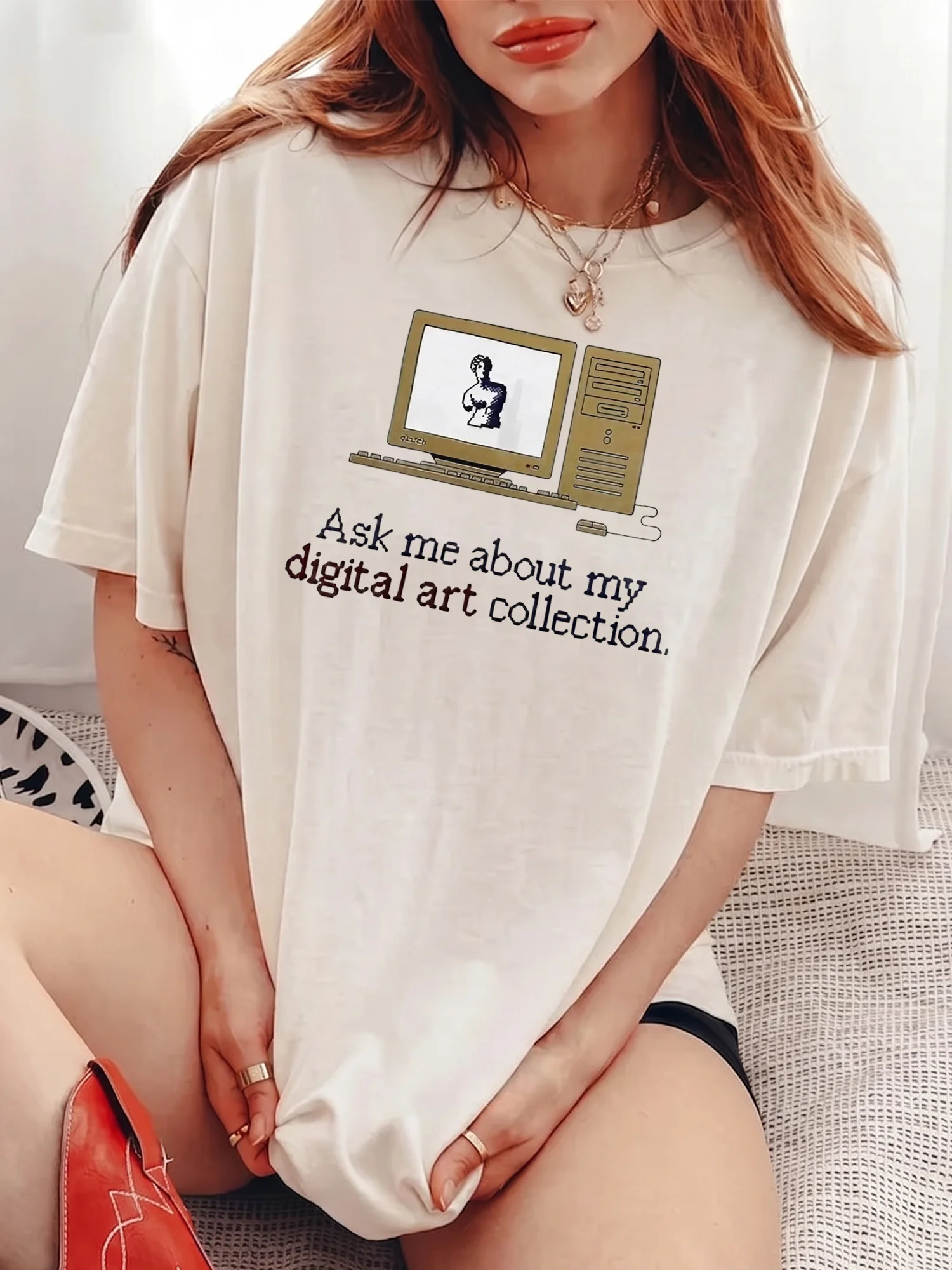 Ask Me About My Digital Art Collection Retro Computer Tee Funny Artist Gift Shirt