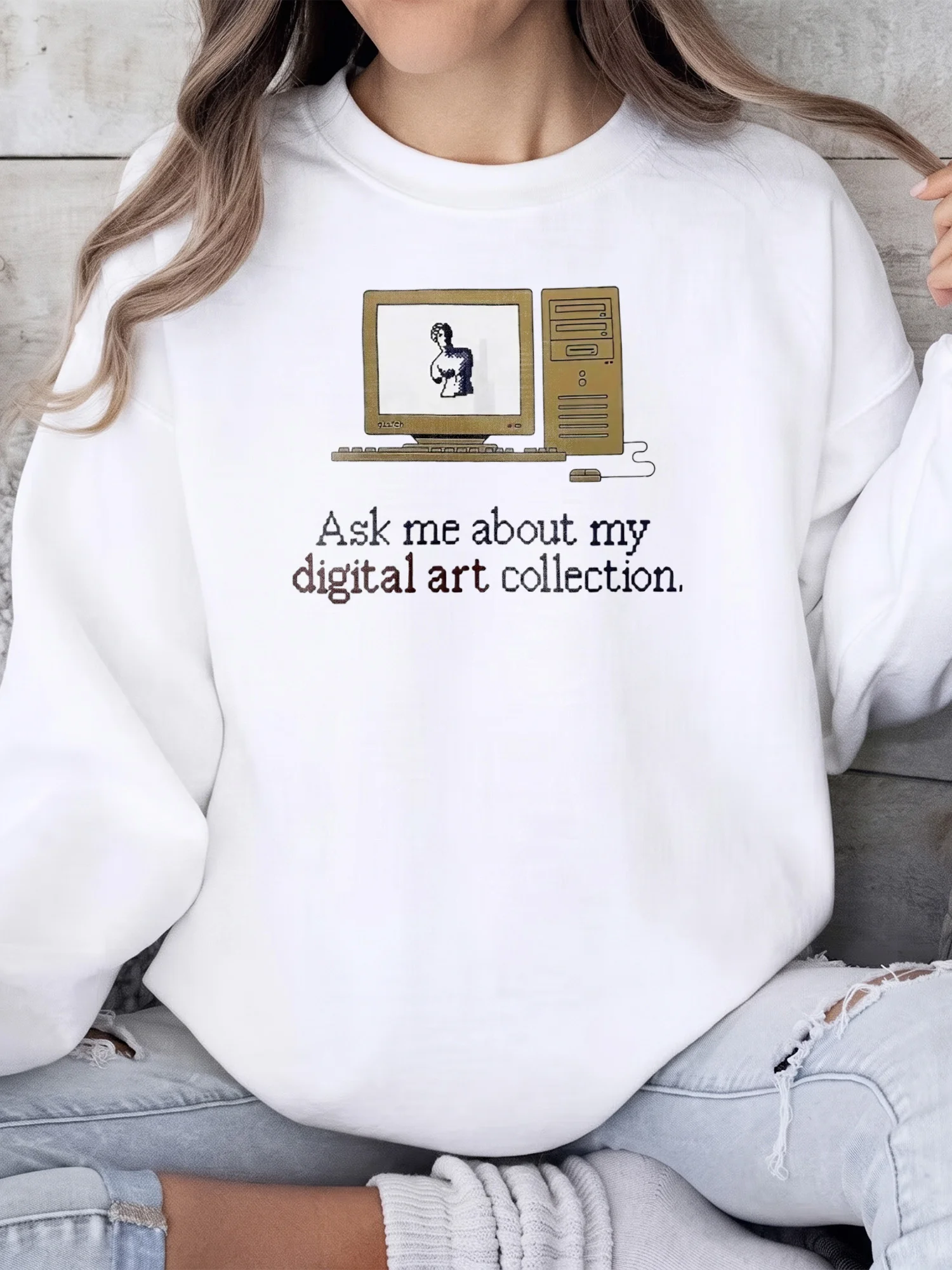 Ask Me About My Digital Art Collection Retro Computer Tee Funny Artist Gift Shirt