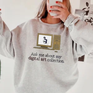 Ask Me About My Digital Art Collection Retro Computer Tee Funny Artist Gift Shirt