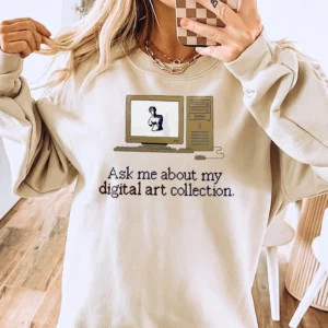 Ask Me About My Digital Art Collection Retro Computer Tee Funny Artist Gift Shirt
