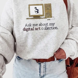 Ask Me About My Digital Art Collection Retro Computer Tee Funny Artist Gift Shirt
