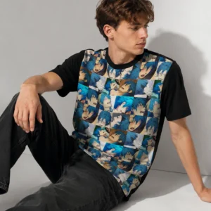 Anime Face Collage All Over Print Tee Graphic Streetwear for Men