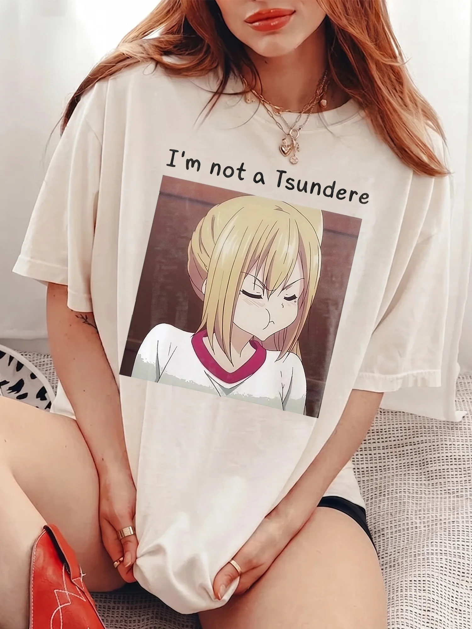 I'm Not a Tsundere Anime Graphic Tee Funny Otaku Shirt for Manga Fans