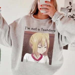 I'm Not a Tsundere Anime Graphic Tee Funny Otaku Shirt for Manga Fans