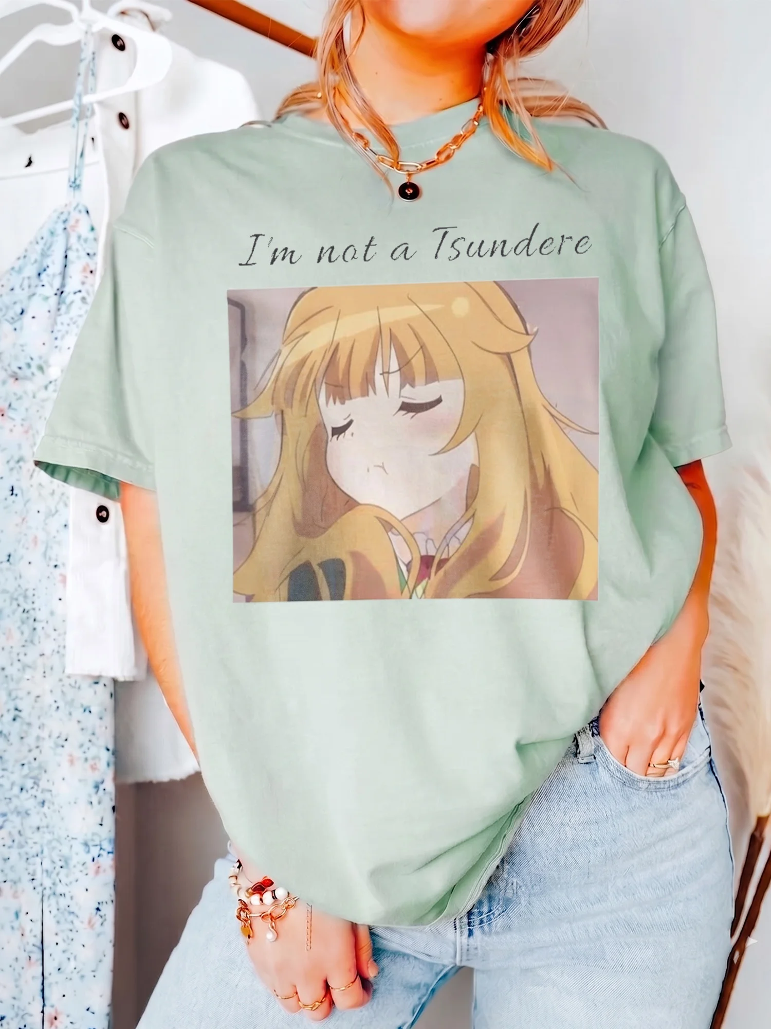 I'm Not a Tsundere Anime Girl Graphic Tee Funny Otaku Fandom Shirt