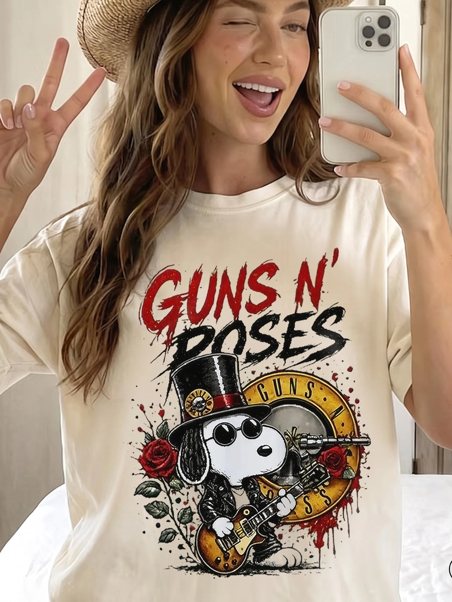Guns N' Roses Snoopy Slash Vintage Band Tee for Women