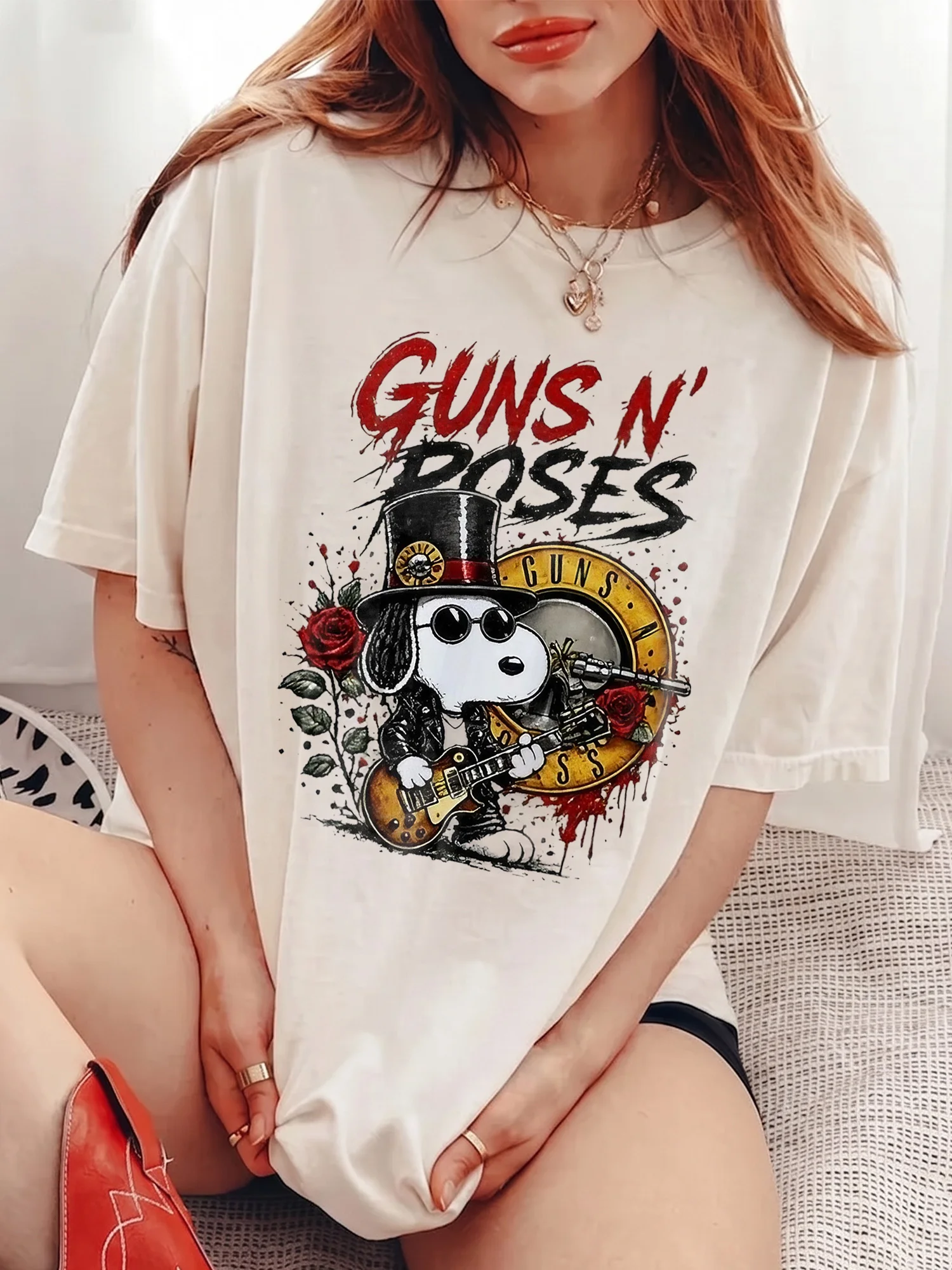 Guns N' Roses Snoopy Slash Vintage Band Tee for Women