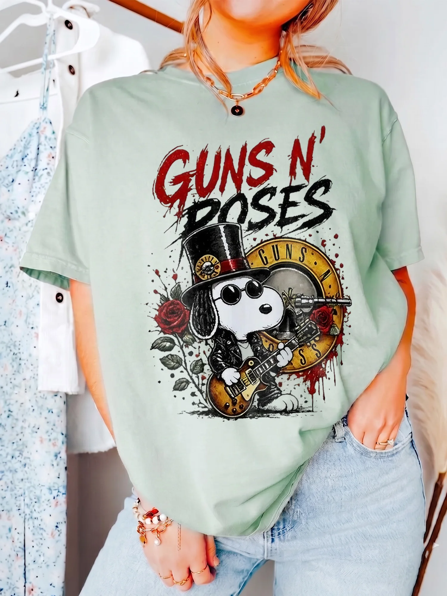 Guns N' Roses Snoopy Slash Vintage Band Tee for Women