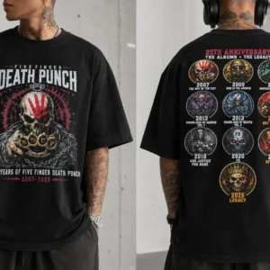 Five Finger Death Punch 20th Anniversary The Albums Legacy Tee Heavy Metal Band Shirt