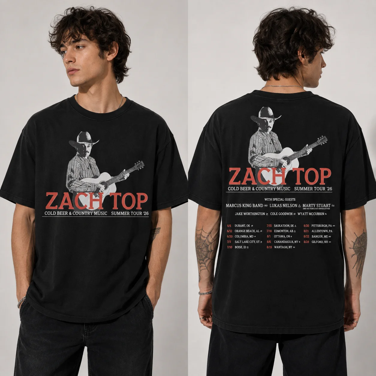 Zach Top Cold Beer Country Music Tour '26 Vintage Concert Tee