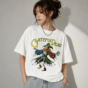 Grateful Dead Jester Skeleton Vintage Band Tee Retro Graphic Shirt