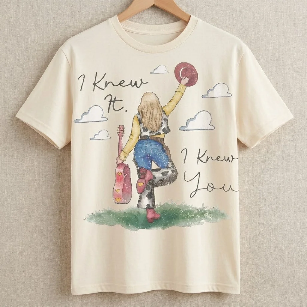 woobulk_1785572516486_0_4e7c4b.webp I Knew It I Knew You Watercolor Cowgirl Tee for Country Music Fans