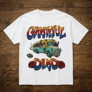 Grateful Dead Dancing Bears Bus Vintage Style Band Tee